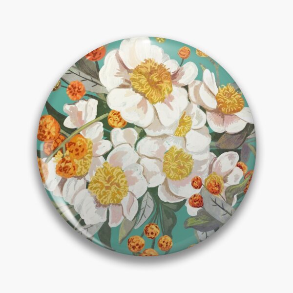 Item preview, Teal Mustard and White Peony Dreams Floral designed and sold by bermudezbahama.