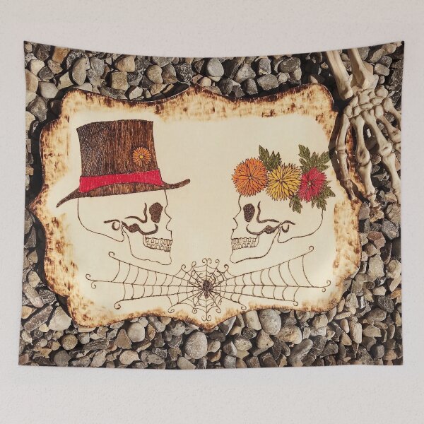 Item preview, skull couple art designed and sold by countrypines.