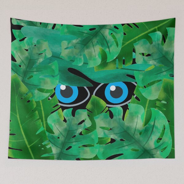 Item preview, Pair of Eyes peeking through jungle plants designed and sold by janraydesigns.