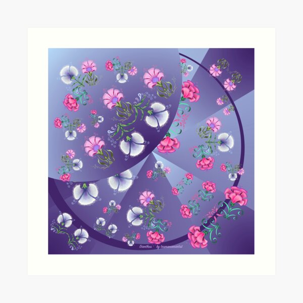 FLORAL ~ Folkart Dianthus for Zipped Hoodies by tasmanianartist 05012021 Art Print