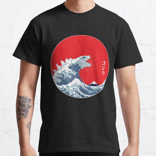 Arte de los 90 Hokusai Kaiju Camiseta clásica