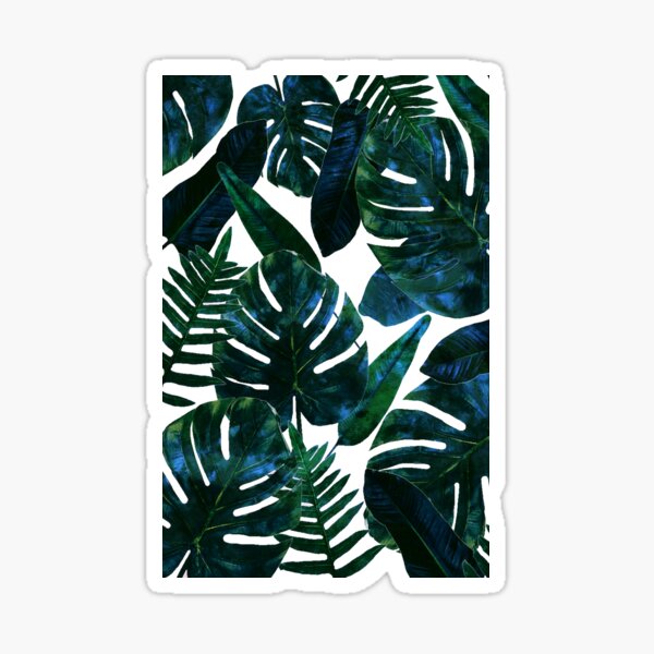 Perceptive Dream, Tropical Botanical Jungle Watercolor Painting, Monstera Palm Nature Bohemian Blush Illustration Sticker