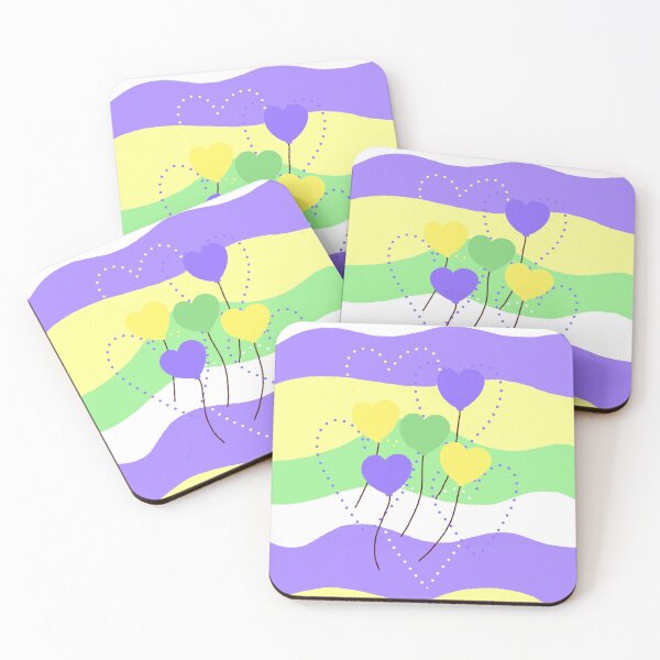 Item preview, Adorable Heart Balloons Green Yellow Purple designed and sold by StylieEllie.