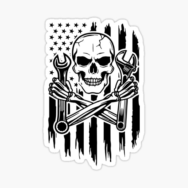 Mechanic Skull With Spanners As Bones & Fangs Mouse Mat Pad & Coaster 
