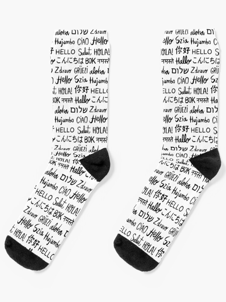 Redbubble　Pattern　In　Socks　Sale　SSK　for　Different　Designs　Languages　by　Hello　Word