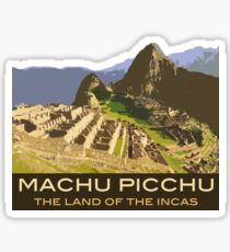 Machu Picchu Commemorative Souvenir Design, in Vintage Travel Poster Style Sticker