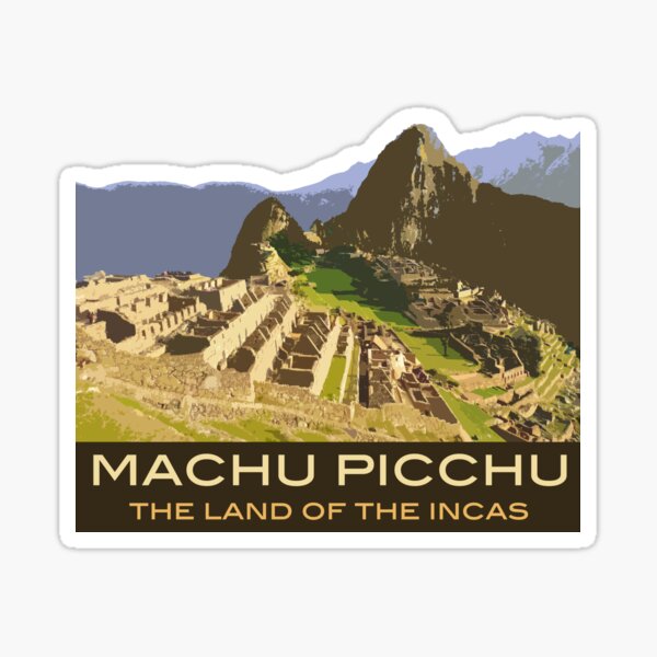 Item preview, Machu Picchu Commemorative Souvenir Design, in Vintage Travel Poster Style designed and sold by GeeWhizArt.