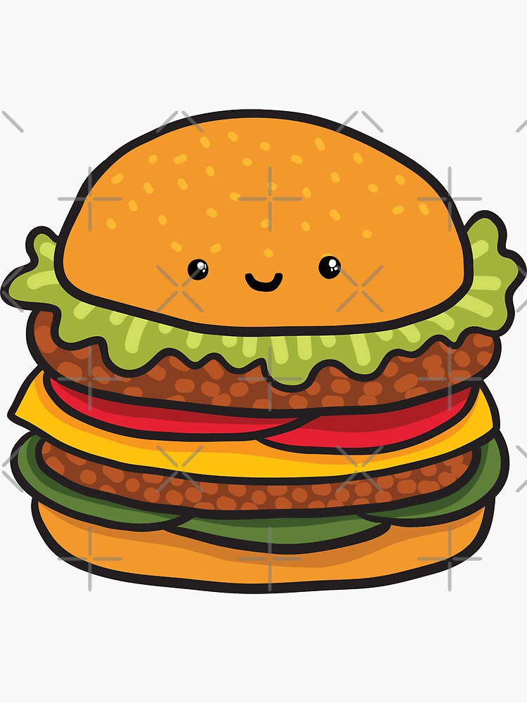 Cute Burger Hamburger Fast Food Sticker By Kostolom3000 Redbubble 1411