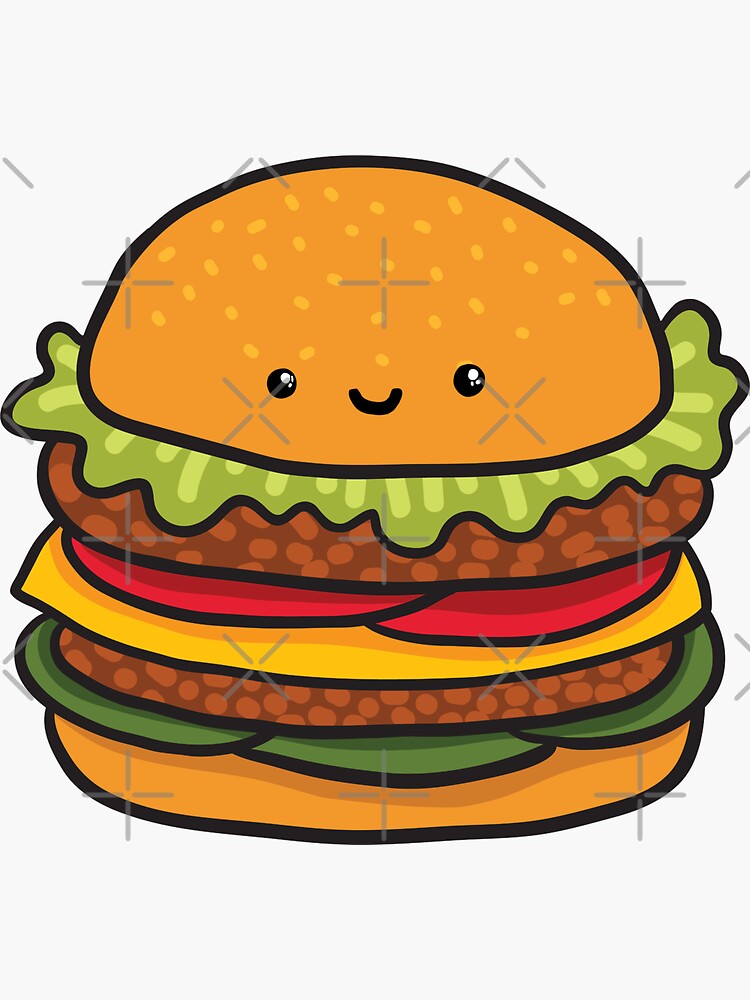 Cute burger. Hamburger fast food. | Sticker