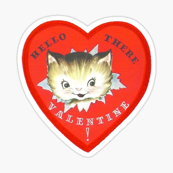 Red Heart Kitten Vintage Valentine’s Day Card | Greeting Card