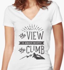 WORTH THE CLIMB Women's Fitted V-Neck T-Shirt