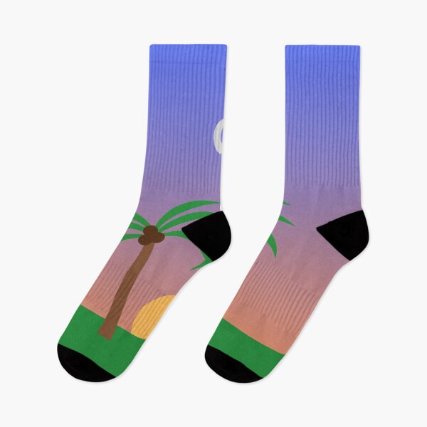 Item preview, Sunset and Crescent Moon with Grass and Palm Trees in Gradient Sky designed and sold by ShaunSandhu.
