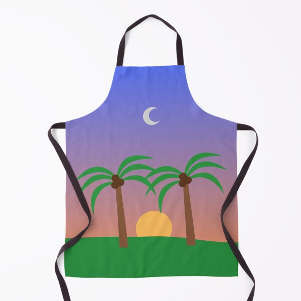 Item preview, Sunset and Crescent Moon with Grass and Palm Trees in Gradient Sky designed and sold by ShaunSandhu.