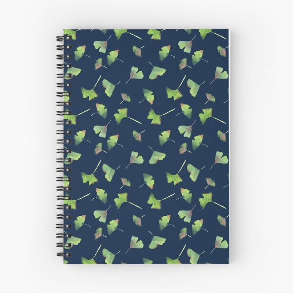 Item preview, Ginkgo Leaves - green with navy designed and sold by LSMwatercolour.