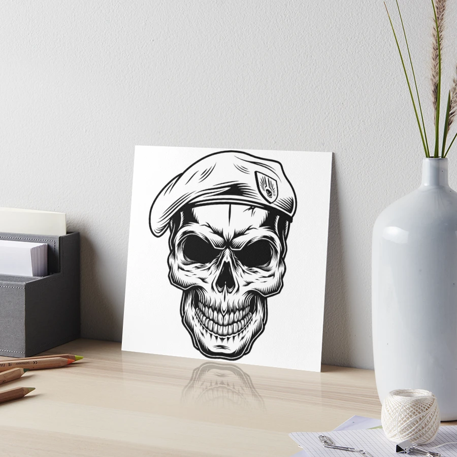 Skull beret | Art Board Print