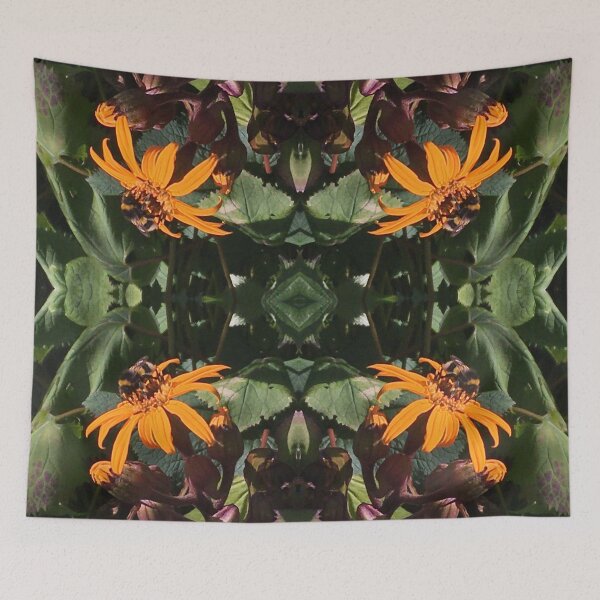 Item preview, Bumblebee Alighting on Orange Daisies, Waterside Quartet in the Summertime Sun designed and sold by RoseAromas.