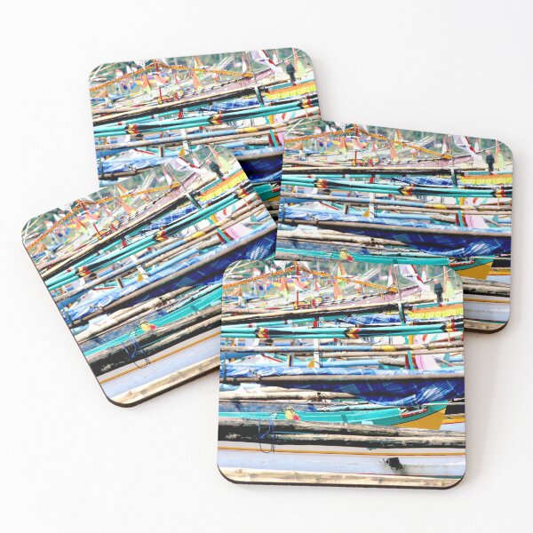 Item preview, Colourful Indonesian fishing boats on a Lombok beach designed and sold by ArtbyBodge.