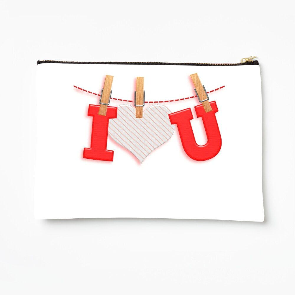 I Love You in wooden Clothespin Zipper Pouch for Sale by eajob