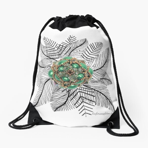 Farn mit Kieferzäpfchen aus Eden grünem und luminous grünem Swarovski Kristallglas Turnbeutel
