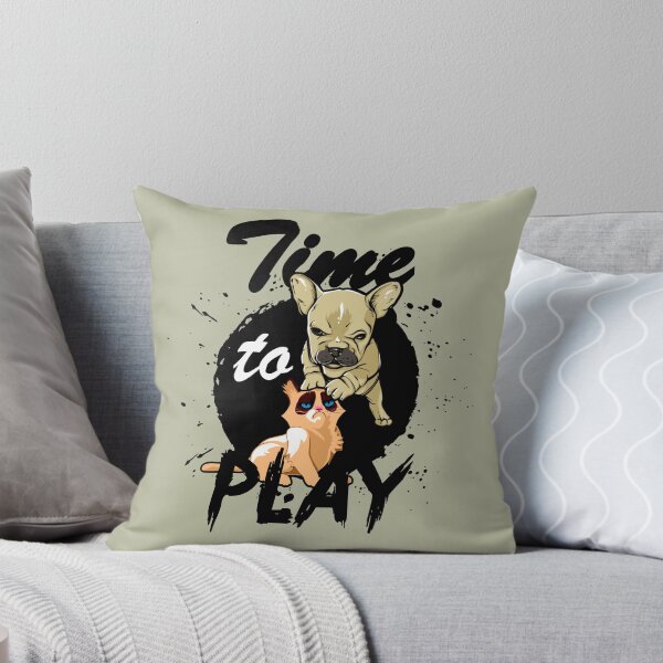 Item preview, HORA DE JUGAR lindo perrito molesto gato infeliz (oscuro) designed and sold by SolidEarthArt.