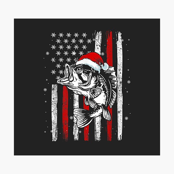 Santa Bass Fish American Flag Christmas Fishing Xmas Gifts Photographic  Print for Sale by KathleenStewart