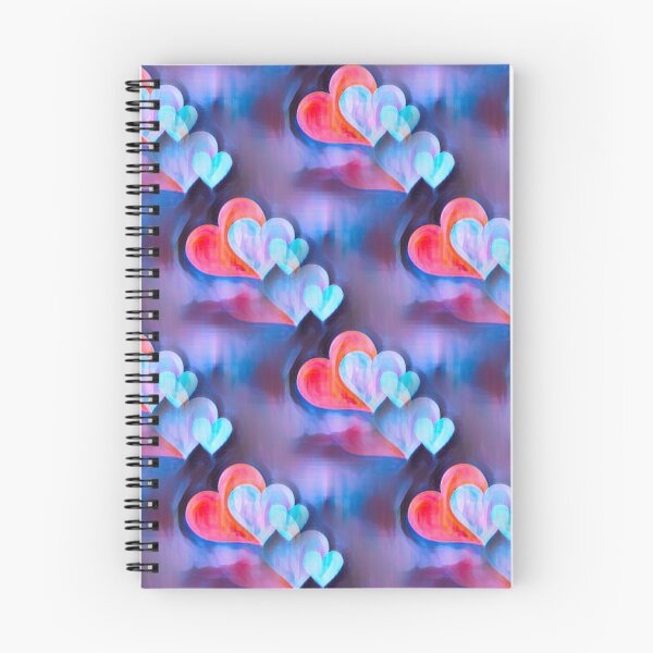 Aperçu de l'œuvre Grappe de coeurs en rouge, violet et bleu motif mignon de la Saint-Valentin créée et vendue par DesignsofNote.