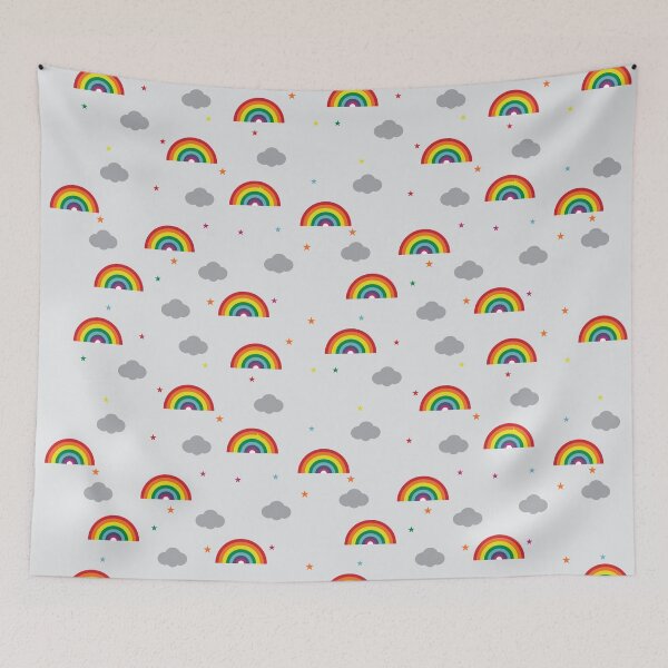 Item preview, White with Rainbows and Clouds Design designed and sold by shadowbright.