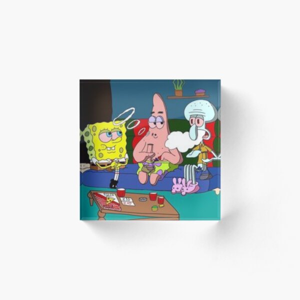 Spongebob Patrick And Squidward Getting High Acrylic Block