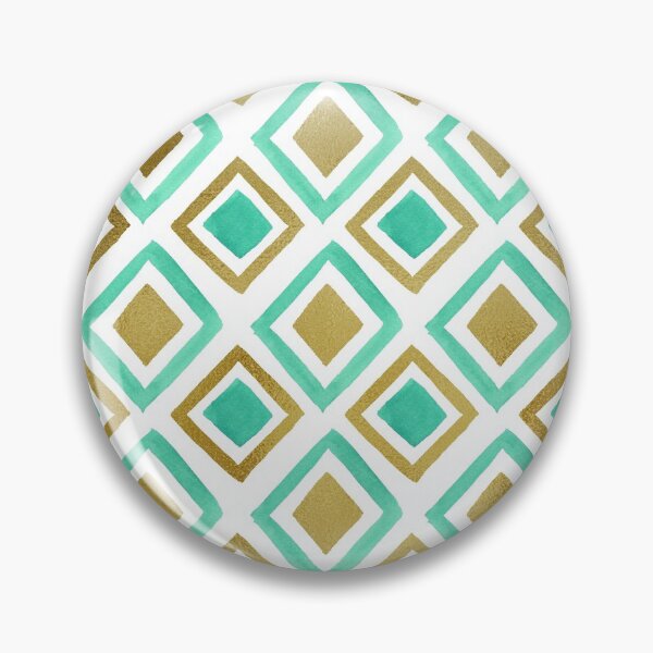 Item preview, Watercolor Geometric Pattern - Mint & Gold designed and sold by Artsychoke.
