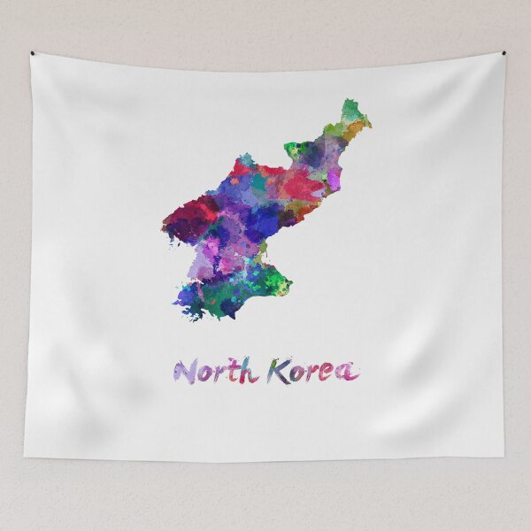 Item preview, North korea watercolor map designed and sold by paulrommer.
