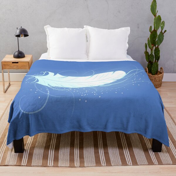 Item preview, White angel feather on blue background designed and sold by Blackmoon9.