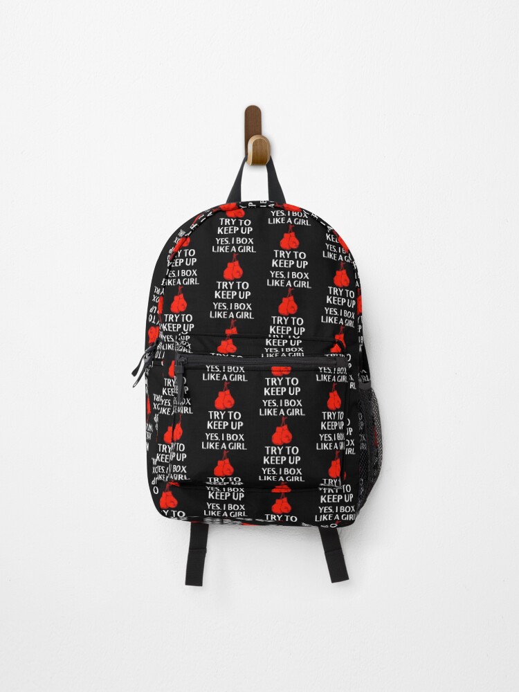 Thumbnail 1 of 3, Backpack, Yes, I Box Like A Girl designed and sold by DesignsofNote.