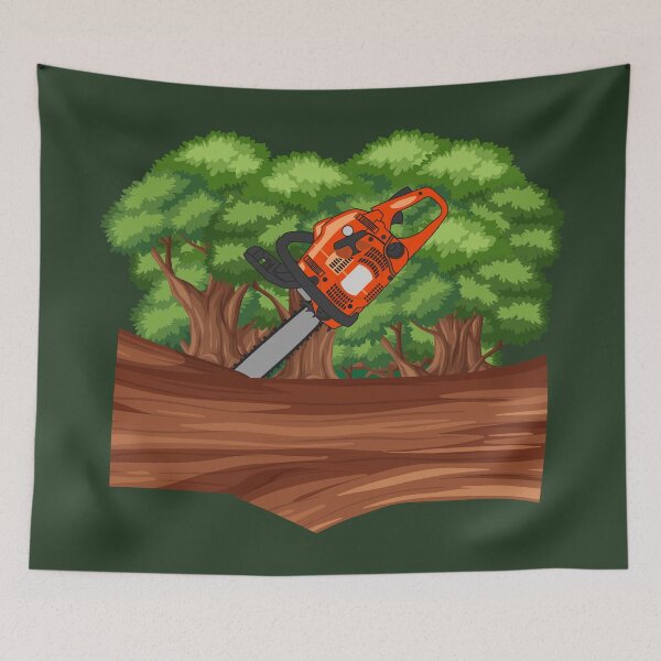 Item preview, Chainsaw in forest portrait  designed and sold by LaftaDesign.