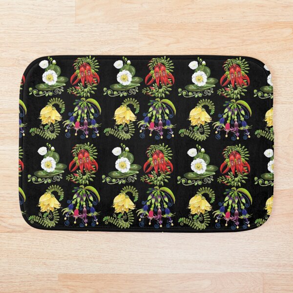 FLORAL ~ Folkart New Zealand Flowers for Zipped Hoodies by tasmanianartist 07012021 Bath Mat