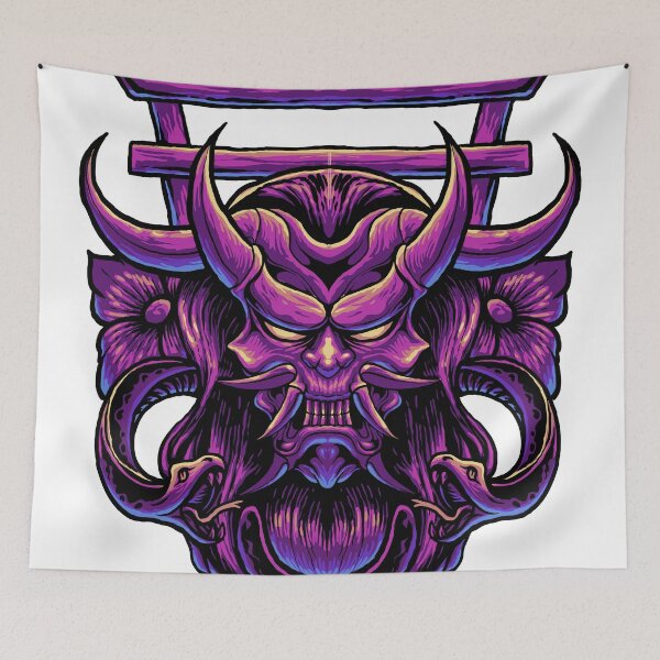 Item preview, Purple Oni With Flowers And Snakes Art designed and sold by JTS STORE.