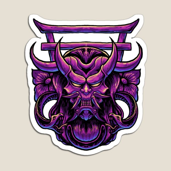 Item preview, Purple Oni With Flowers And Snakes Art designed and sold by JTS STORE.