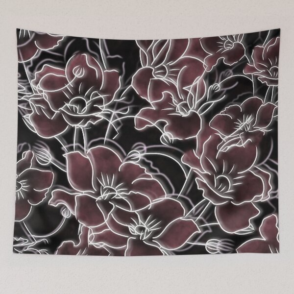 Item preview, Pink Flowers on Black designed and sold by arialiuia.