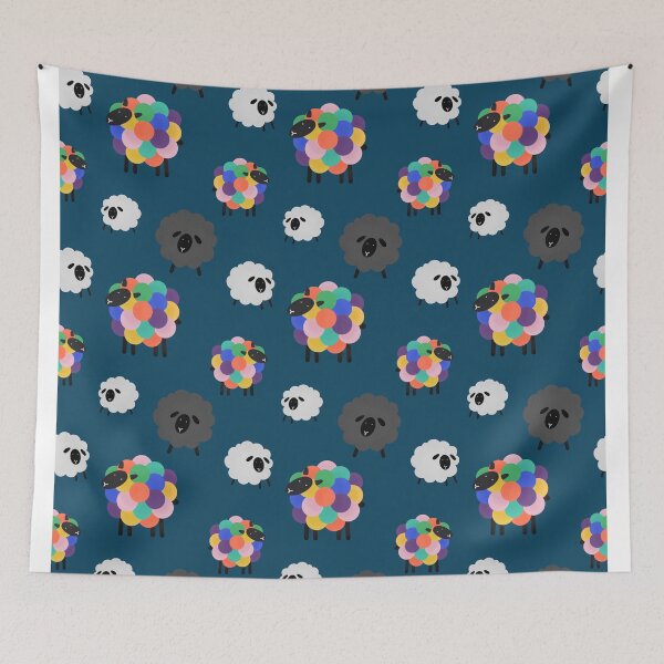 Item preview, Rainbow Sheep Pattern - Blue designed and sold by Jennie Mahoney.