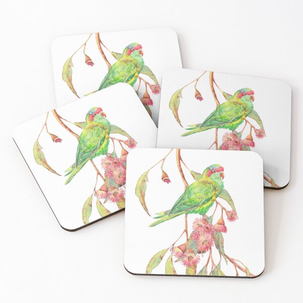 Item preview, Musk Lorikeet and eucalyptus branch watercolour painting designed and sold by Zoya Makarova.