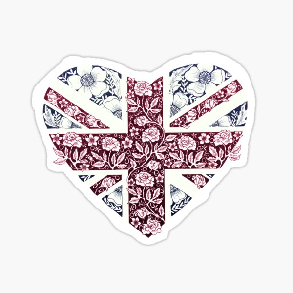 "Floral Union Jack Heart" Sticker for Sale by DecorativeD Redbubble