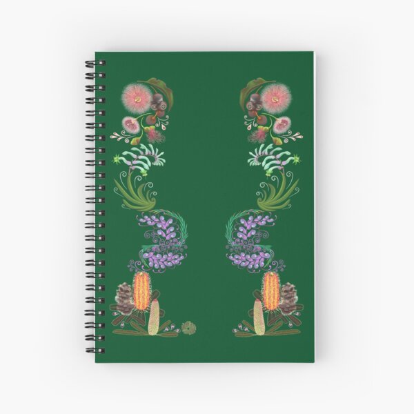FLORAL ~ Folkart Australian Flowers for Zipped Hoodies by tasmanianartist 07012021 Spiral Notebook