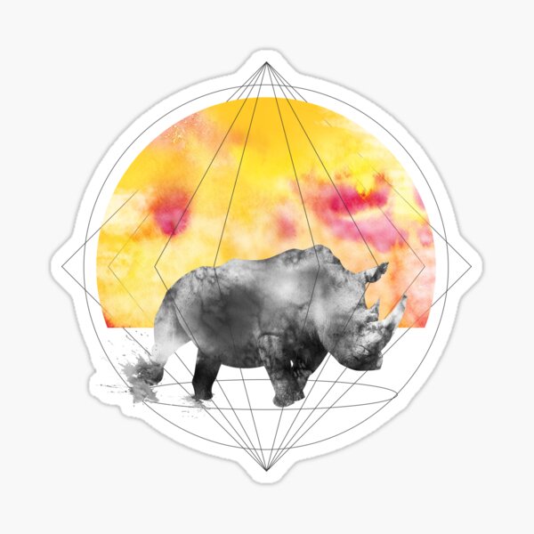 sunset rhino Sticker