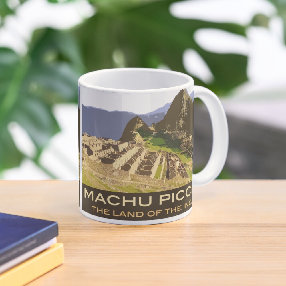 “Machu Picchu Souvenir Mug in style of Vintage Travel Poster” Mug by