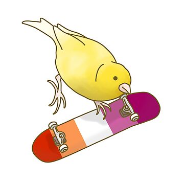 Artwork thumbnail, Lesbian Pride Skateboard Canary by AdoraBirdArt