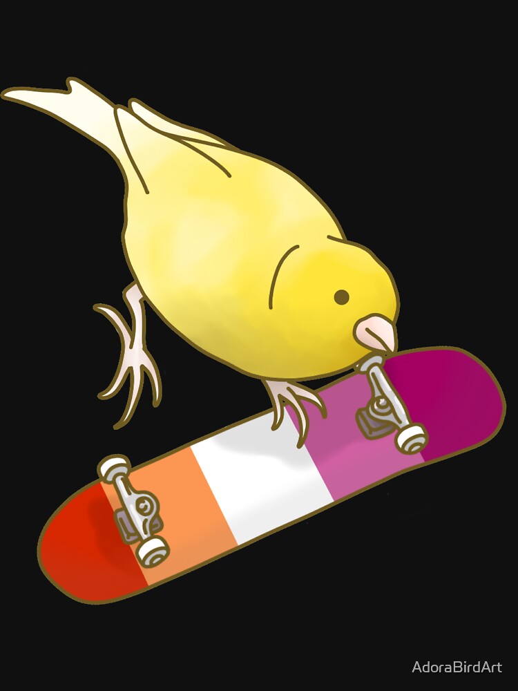 Thumbnail 7 of 7, Classic T-Shirt, Lesbian Pride Skateboard Canary designed and sold by AdoraBirdArt.