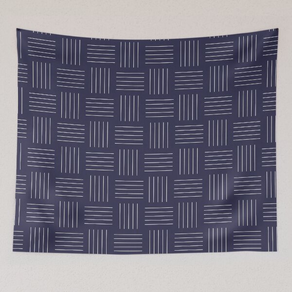 Artikelvorschau, Marineblau mit weißen Linien geometrisches Design entworfen und verkauft von shadowbright.