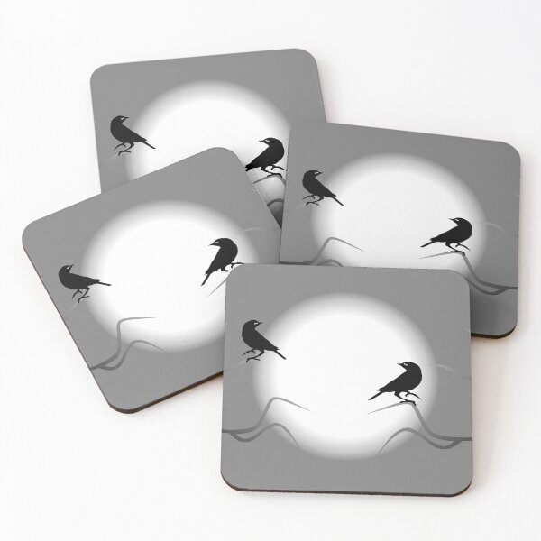 Item preview, Pair of birds sitting on the bare winter trees opposite each other against the background of brightly shining sun  designed and sold by helenkaiy.