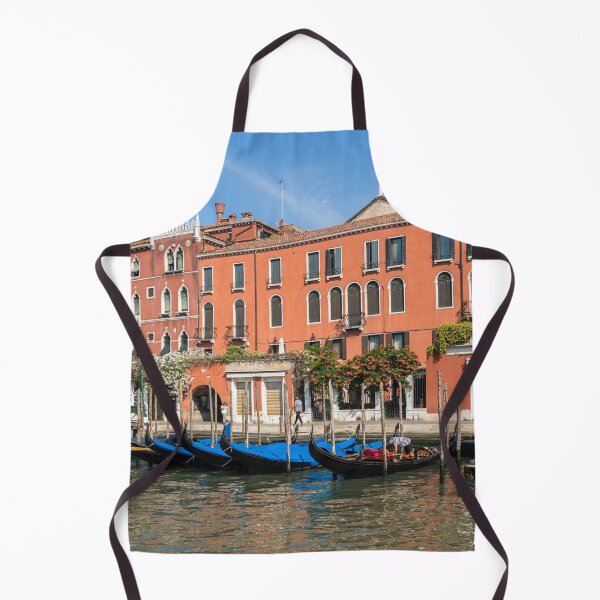 Item preview, Venetian Gondolas on the Grand Canal - Boldly Colored Palazzo Facades and Flowers on Riva del Carbon designed and sold by Georgia Mizuleva.