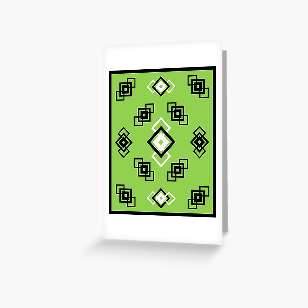 squares-black-white-on-green-rectangle-black-outline-greeting-card