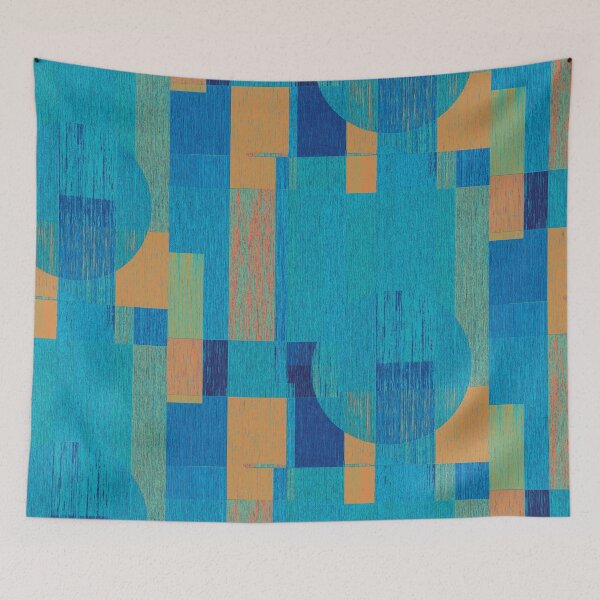 Item preview, Modern Retro Geometric Blue Orange Green designed and sold by jocelynsart.